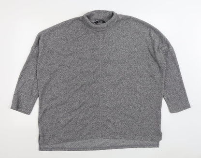 Dunnes Womens Grey Mock Neck Polyester Pullover Jumper Size L