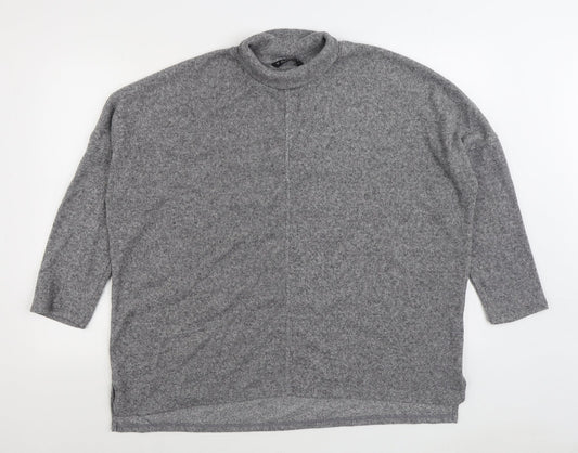 Dunnes Stores Womens Grey Mock Neck Polyester Pullover Jumper Size L