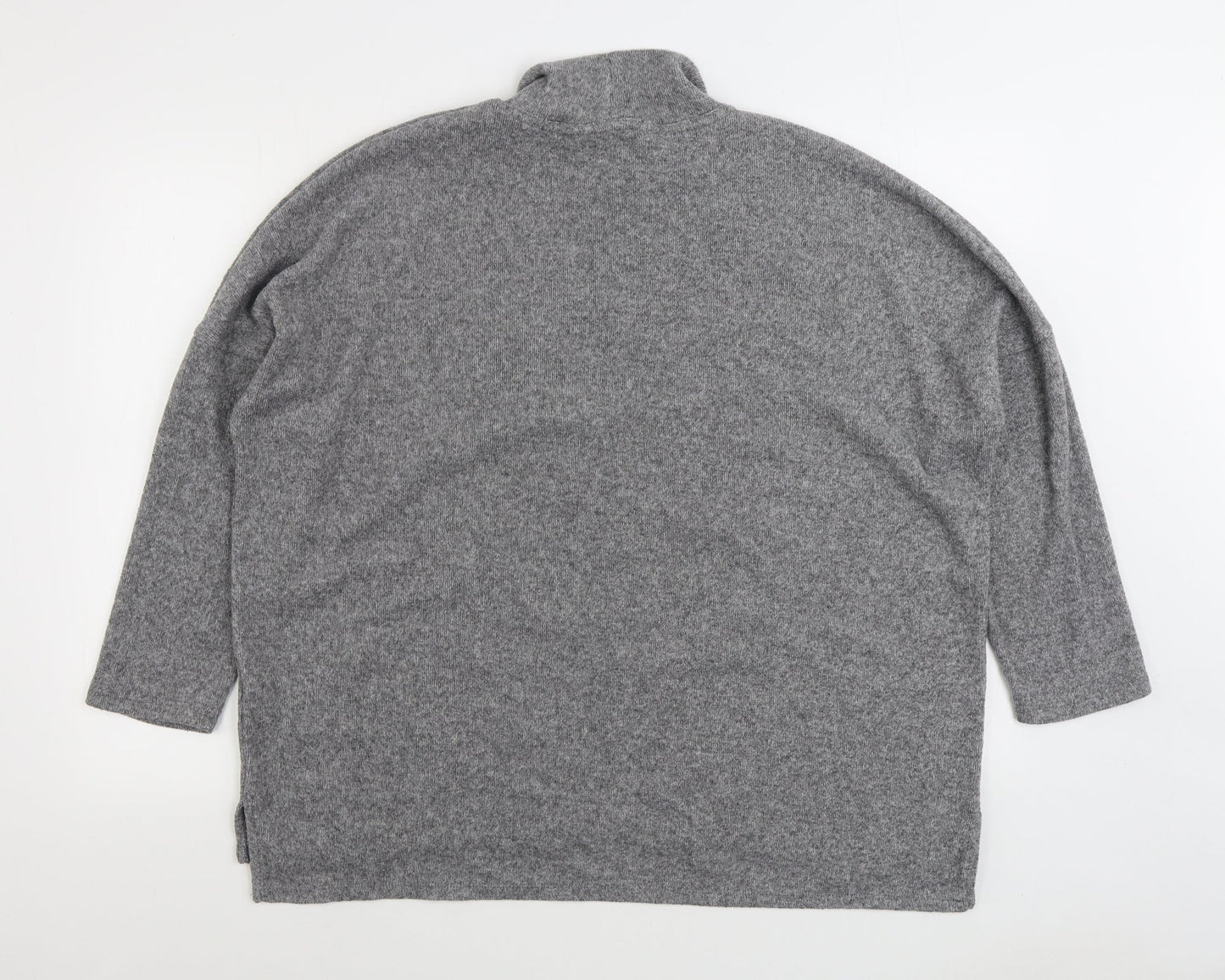 Dunnes Stores Womens Grey Mock Neck Polyester Pullover Jumper Size L