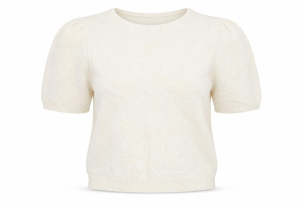Dobbies Womens Ivory Round Neck Geometric 100% Cotton Pullover Jumper Size S