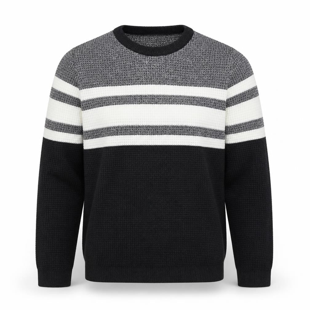 Primark Womens Black Round Neck Striped Acrylic Pullover Jumper Size M