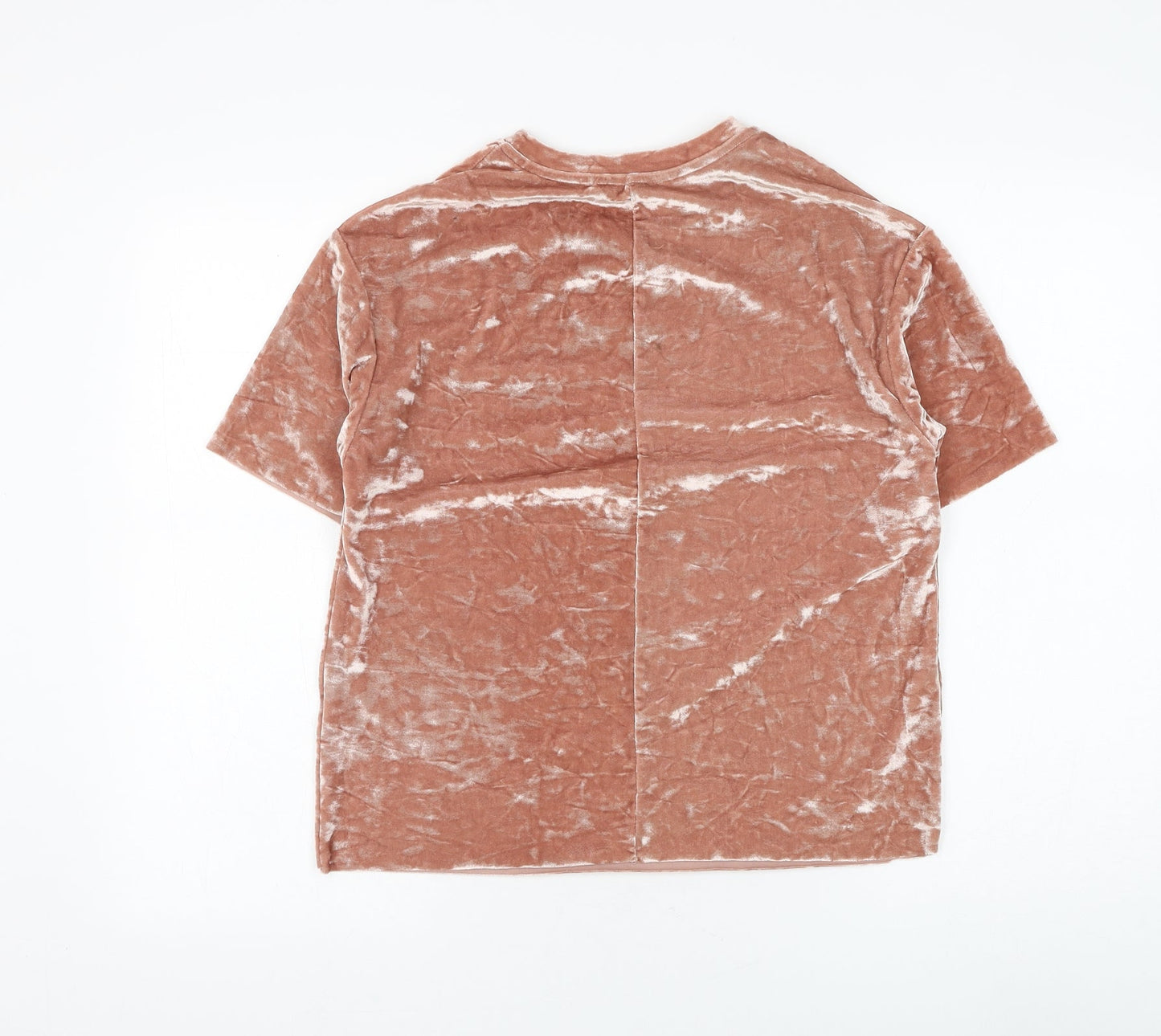 Zara Womens Brown Polyester Basic T-Shirt Size S Round Neck