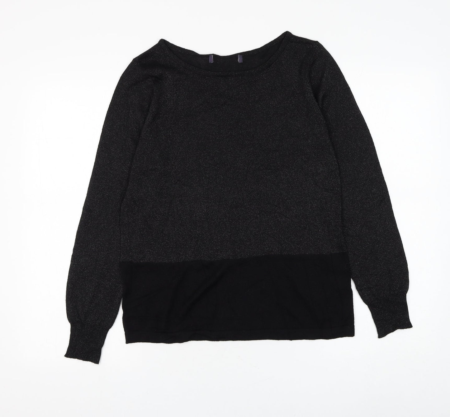 Preworn Womens Black Round Neck Polyester Pullover Jumper Size M