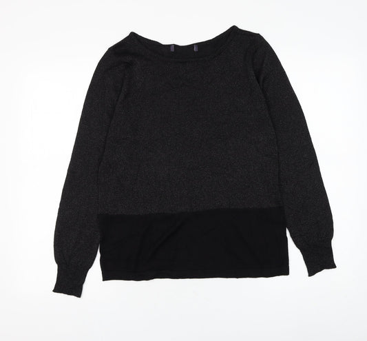 Preworn Womens Black Round Neck Polyester Pullover Jumper Size M