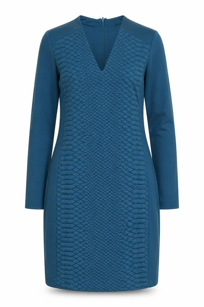 Sandwich Womens Blue Polyester Shift Size S V-Neck Zip