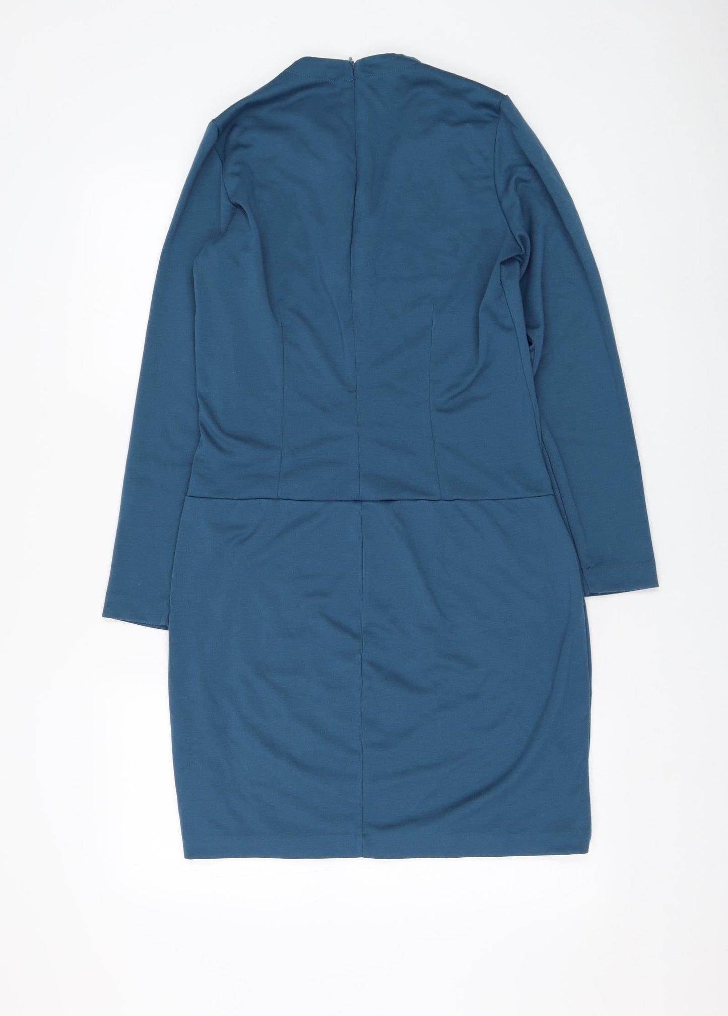 Sandwich Womens Blue Polyester Shift Size S V-Neck Zip