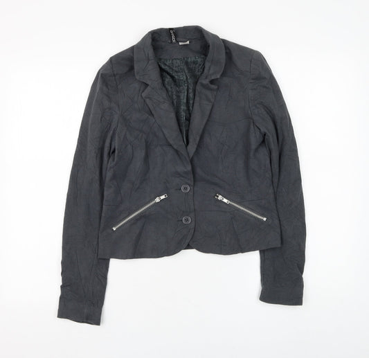 H&M Womens Grey Jacket Blazer Size 12 Button
