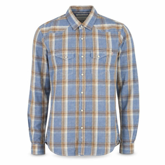 Tom Tailor Mens Blue Plaid Cotton Button-Up Size S Collared Button
