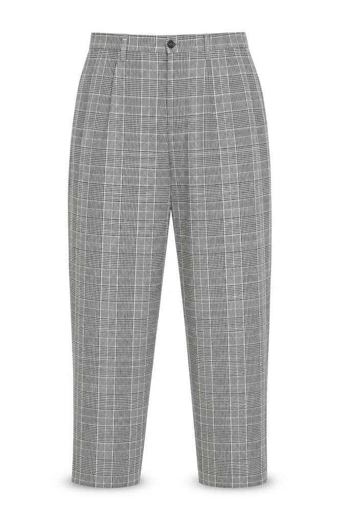 NUDE Womens Grey Check Cotton Carrot Trousers Size M L26 in Regular Zip