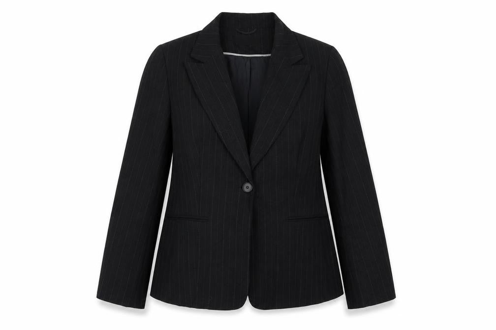 Atmosphere Womens Black Striped Jacket Blazer Size 16 Button