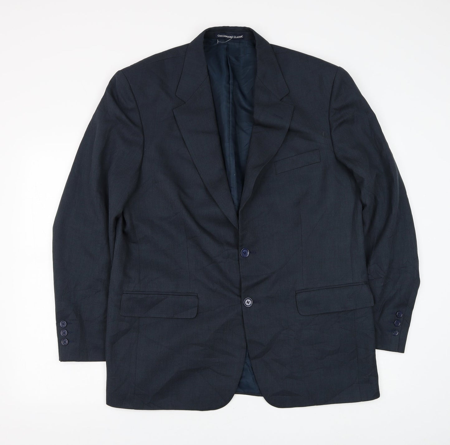 Greenwoods Mens Blue Polyester Jacket Suit Jacket Size 42