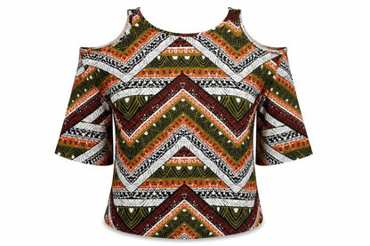Boohoo Womens Multicoloured Geometric Viscose Basic Blouse Size 10 Round Neck
