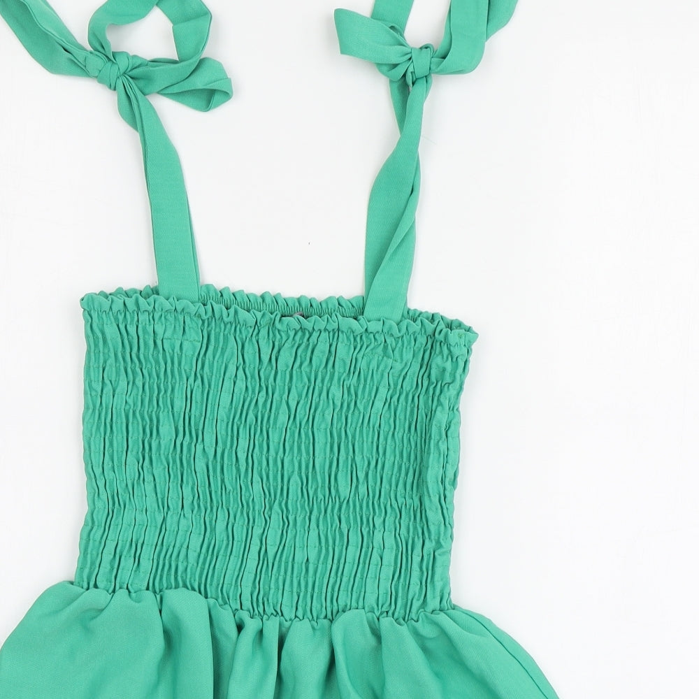 New Look Womens Green Polyester Basic Blouse Size S Square Neck