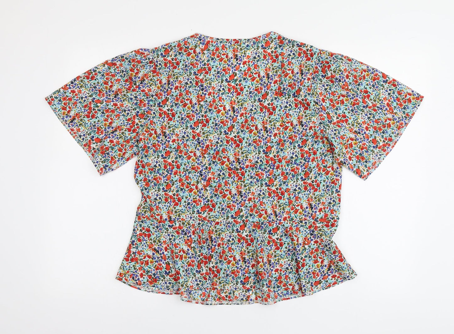 New Look Womens Multicoloured Floral Polyester Basic Button-Up Size S V-Neck
