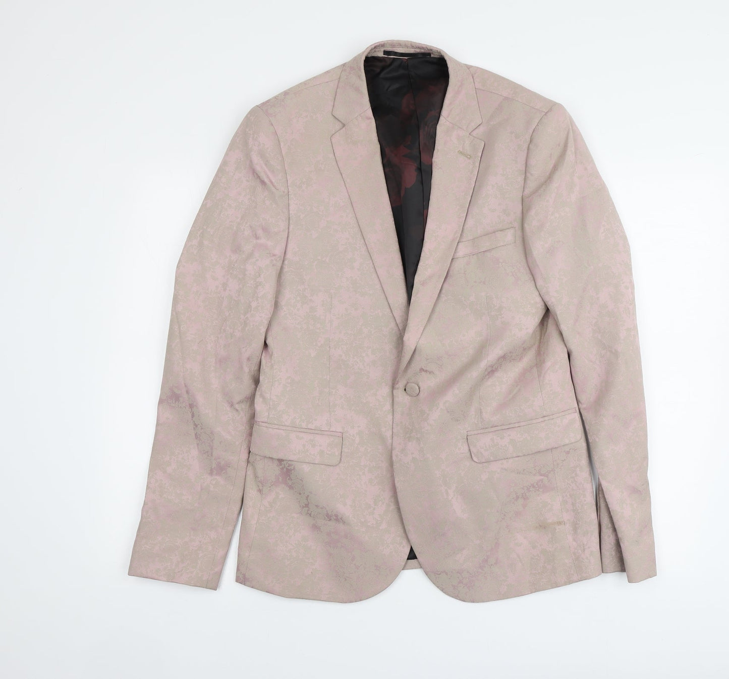 Swear & Mason Womens Pink Floral Polyester Jacket Suit Jacket Size M