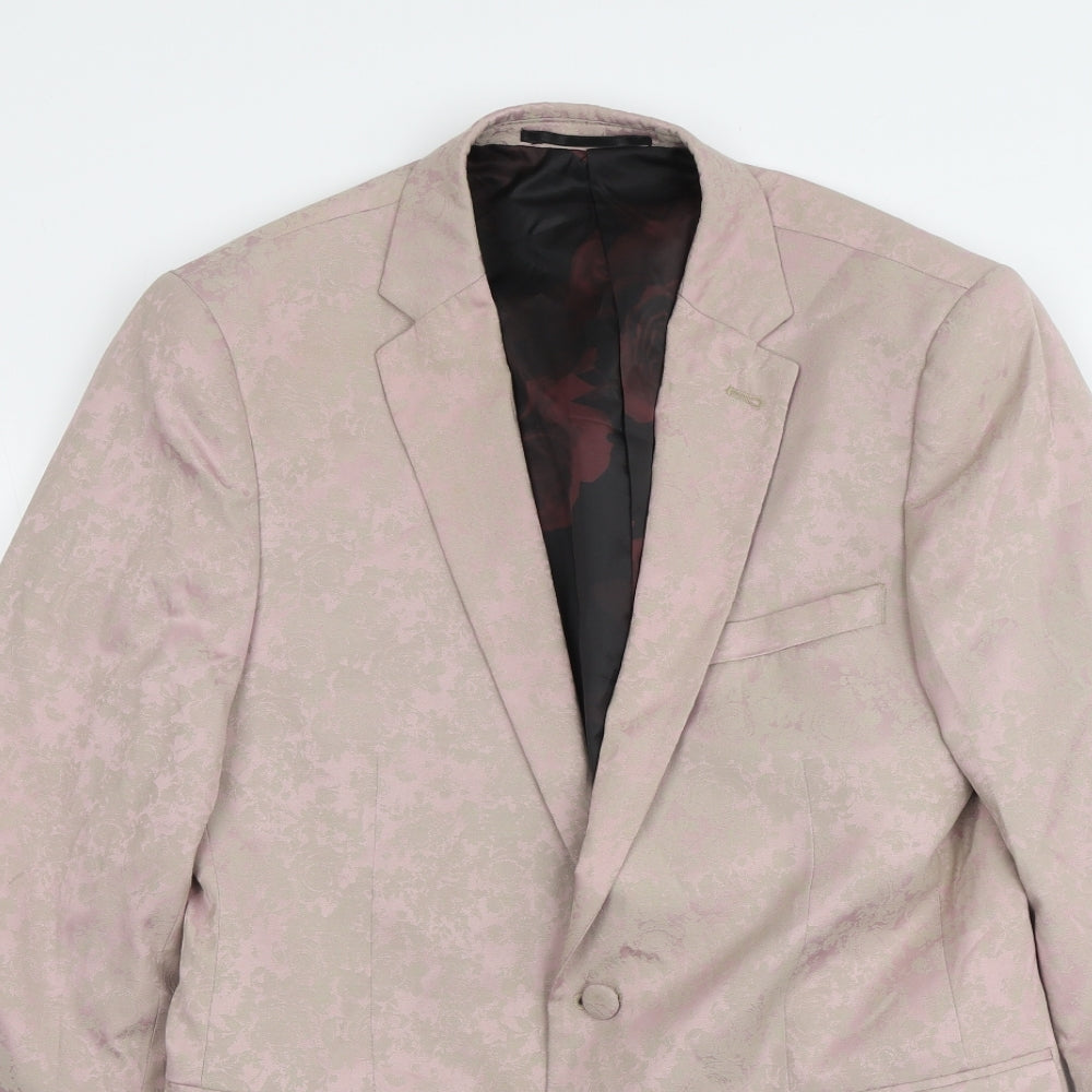 Swear & Mason Womens Pink Floral Polyester Jacket Suit Jacket Size M