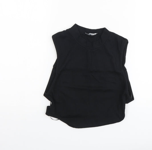 Zara Womens Black Polyamide Basic Tank Size M High Neck