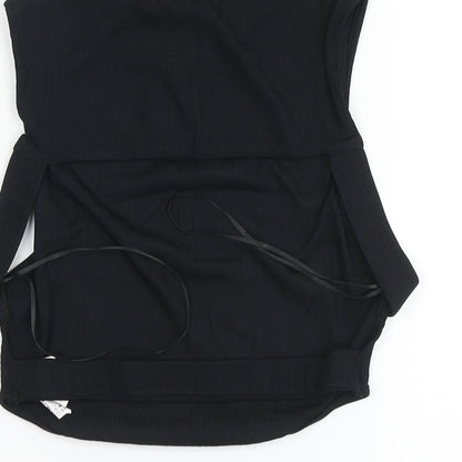 Zara Womens Black Polyamide Basic Tank Size M High Neck