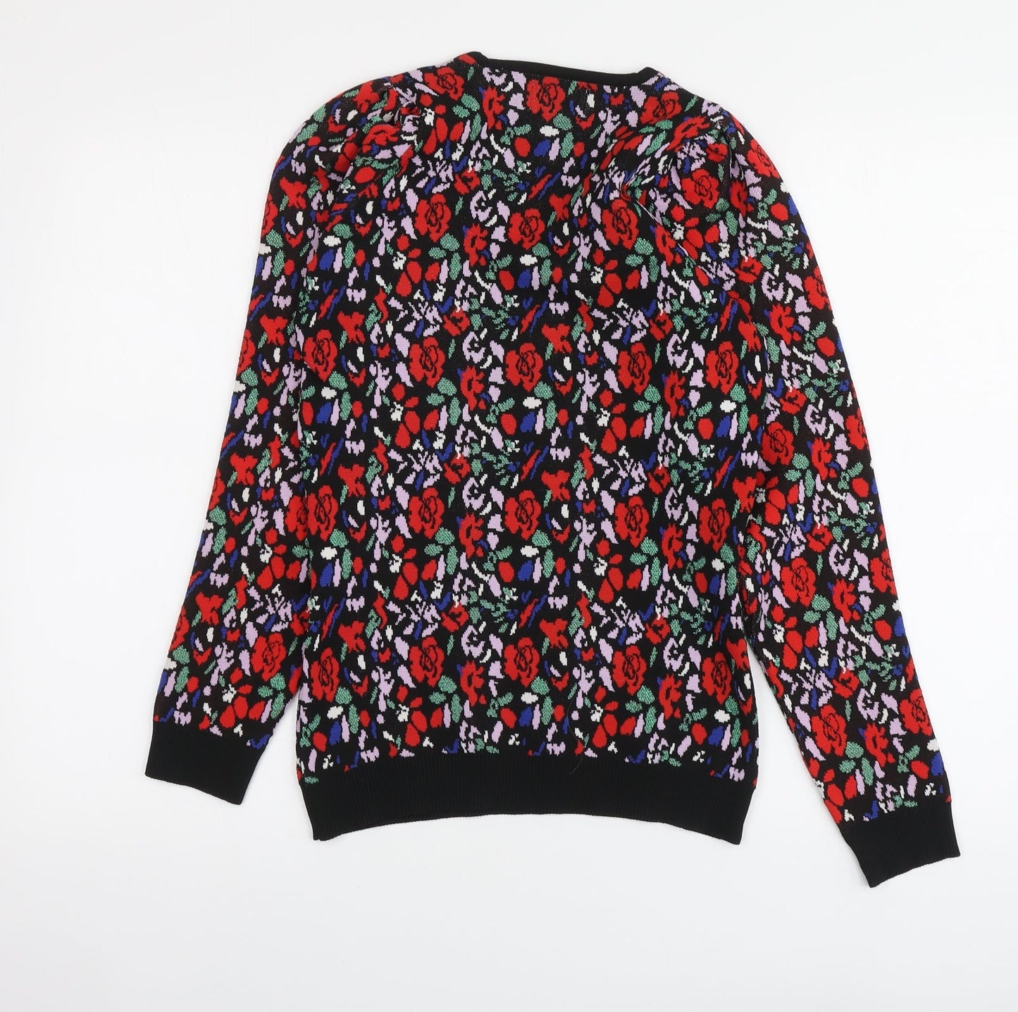 Savida Womens Multicoloured V-Neck Floral Polyester Pullover Jumper Size XS