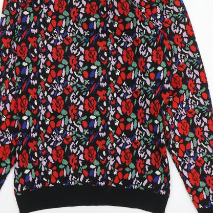 Savida Womens Multicoloured V-Neck Floral Polyester Pullover Jumper Size XS