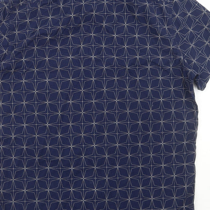 Forever 21 Mens Blue Geometric Cotton Button-Up Size L Collared Button