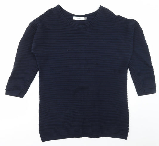 Adini Womens Blue Scoop Neck Cotton Pullover Jumper Size S