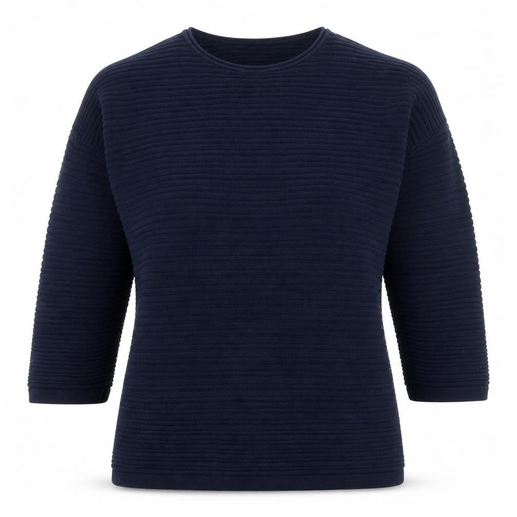 Adini Womens Blue Scoop Neck Cotton Pullover Jumper Size S