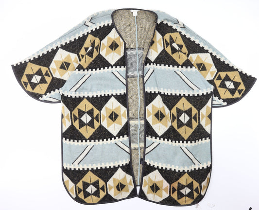 H&M Womens Multicoloured V-Neck Geometric Acrylic Cardigan Jumper Size 12