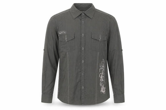 Matalan Mens Green Striped Cotton Button-Up Size L Collared Button
