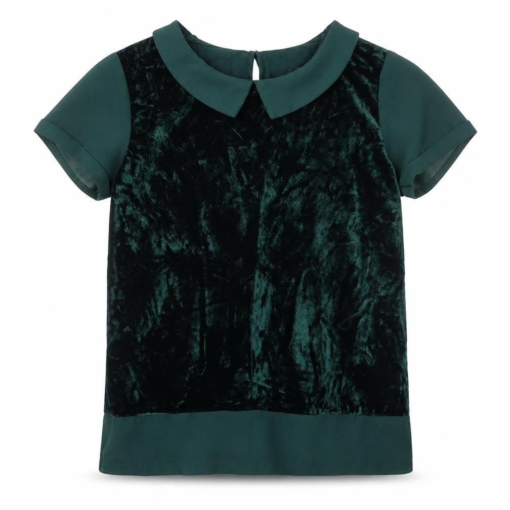 NEXT Girls Green Viscose Basic Blouse Size 9 Years Collared Button