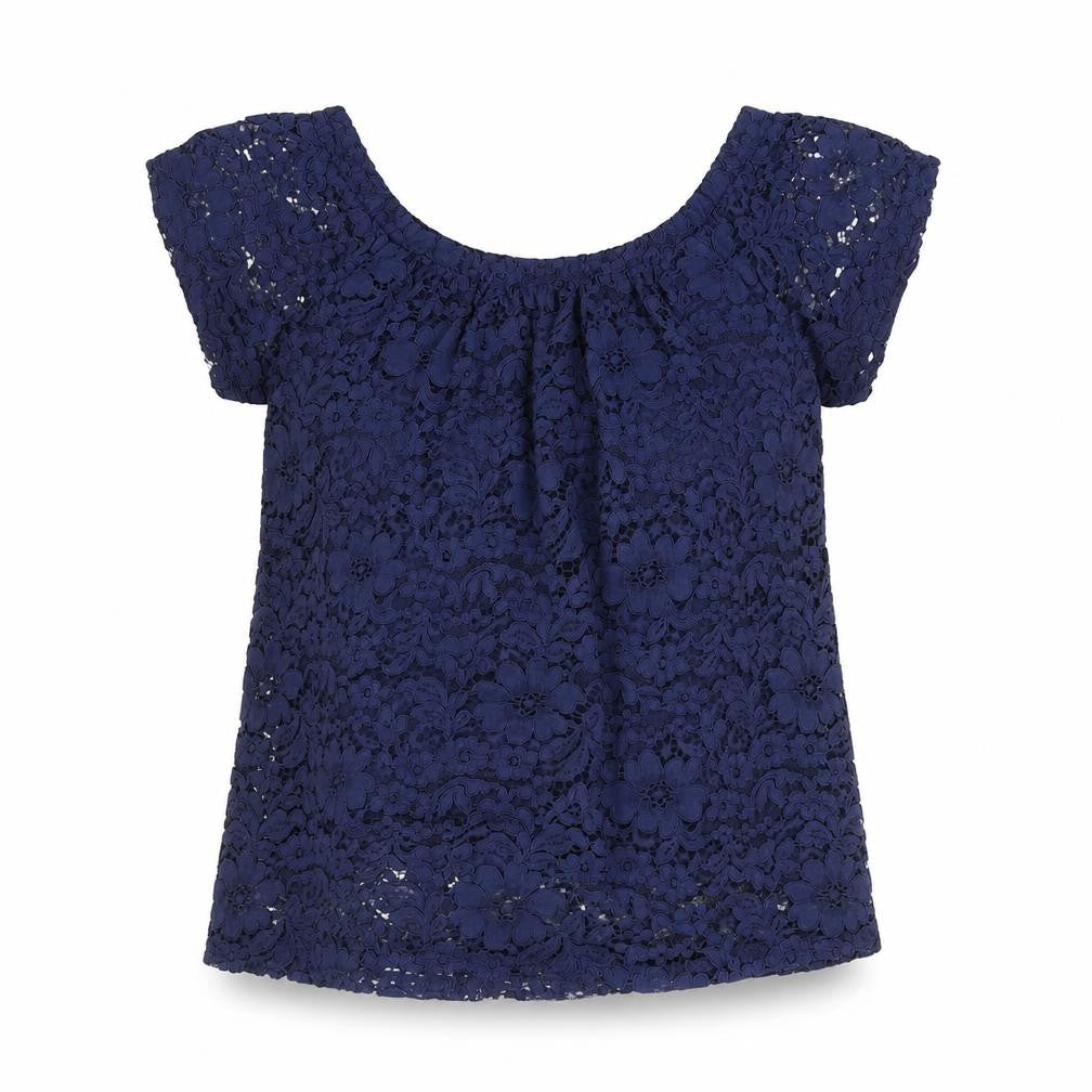 Peacocks Womens Blue Floral Nylon Jersey Blouse Size 10 Off the Shoulder - Bardot