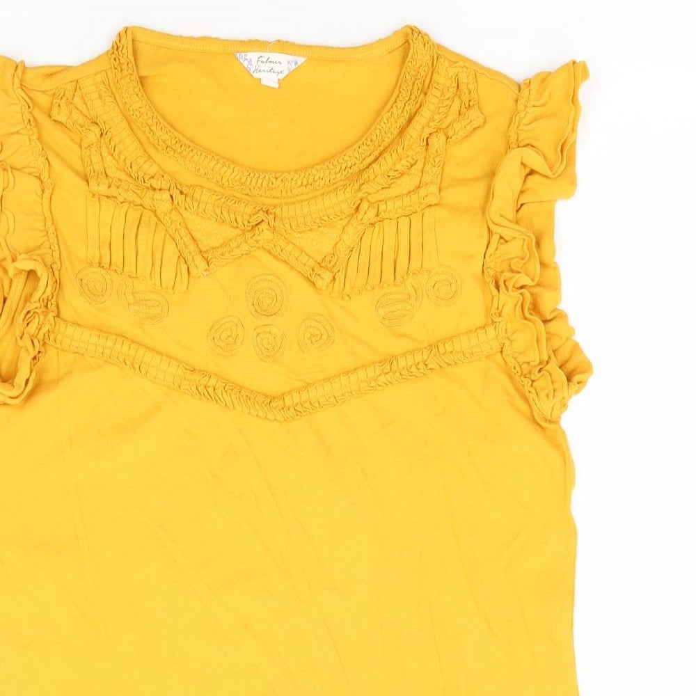 Falmer Heritage Womens Yellow 100% Cotton Jersey Tank Size 8 Round Neck