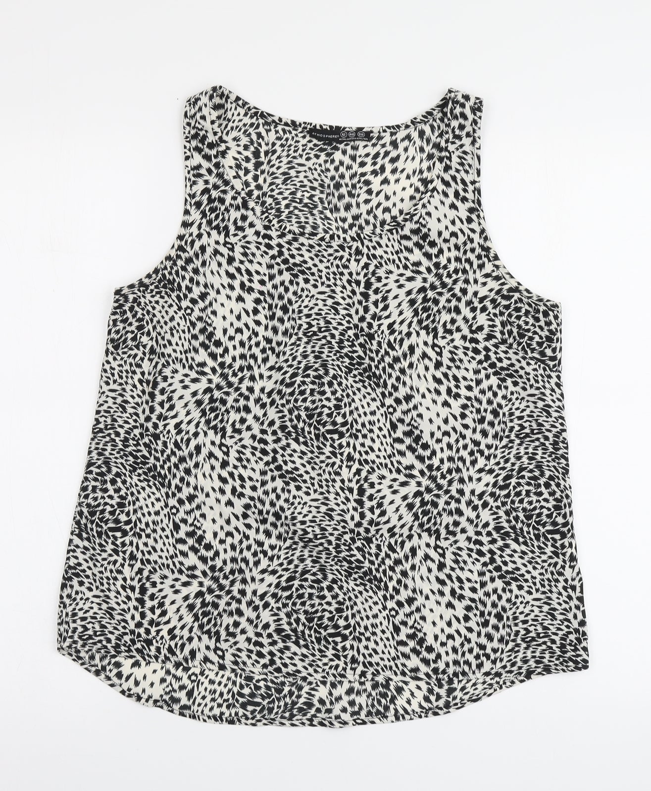Atmosphere Womens Beige Animal Print Polyester Basic Blouse Size 12 Round Neck
