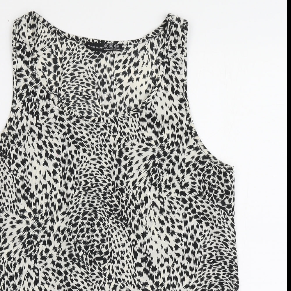 Atmosphere Womens Beige Animal Print Polyester Basic Blouse Size 12 Round Neck
