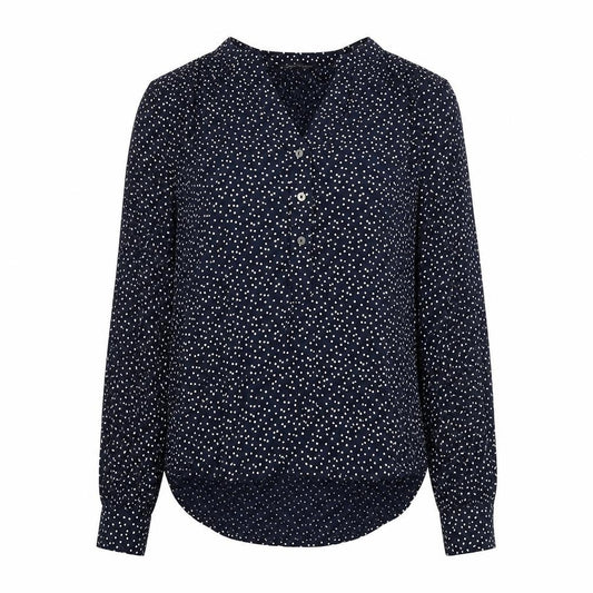 Marks and Spencer Womens Blue Polka Dot Viscose Basic Blouse Size 10 V-Neck