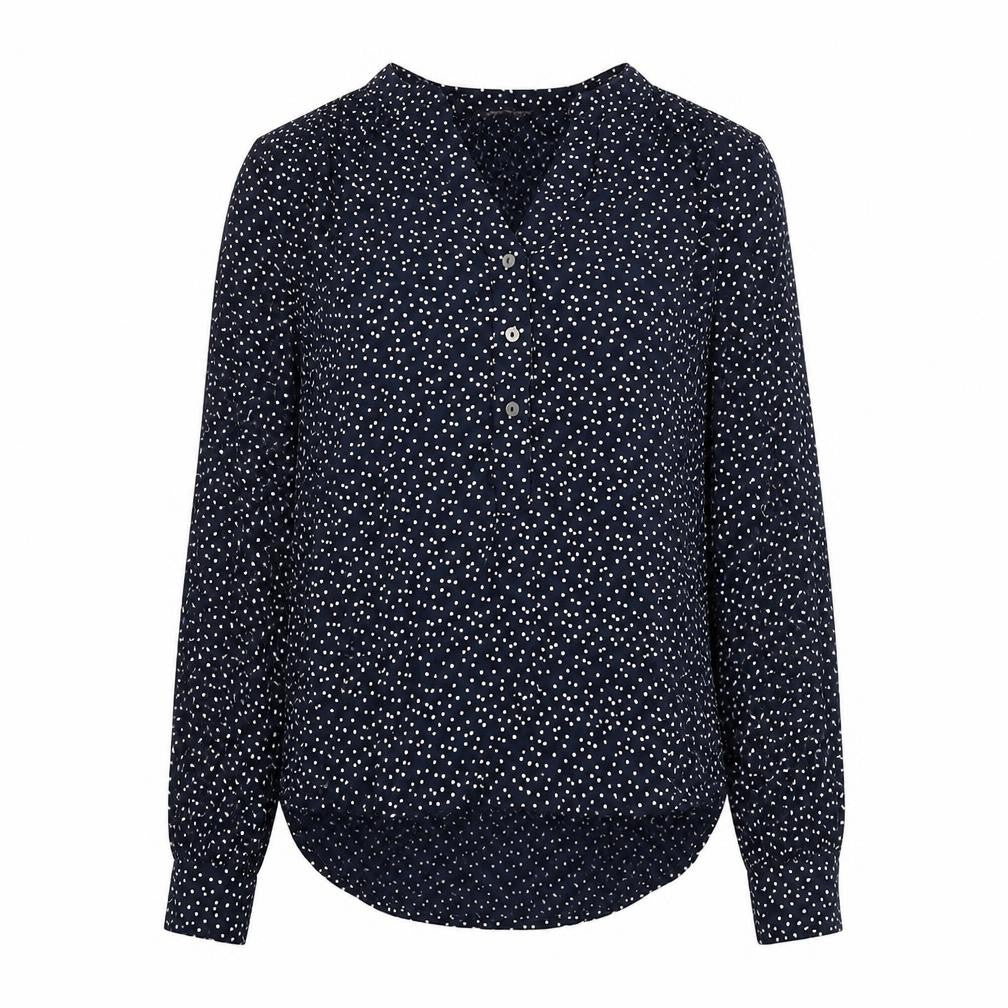Marks & Spencer Womens Blue Polka Dot Viscose Basic Blouse Size 10 V-Neck