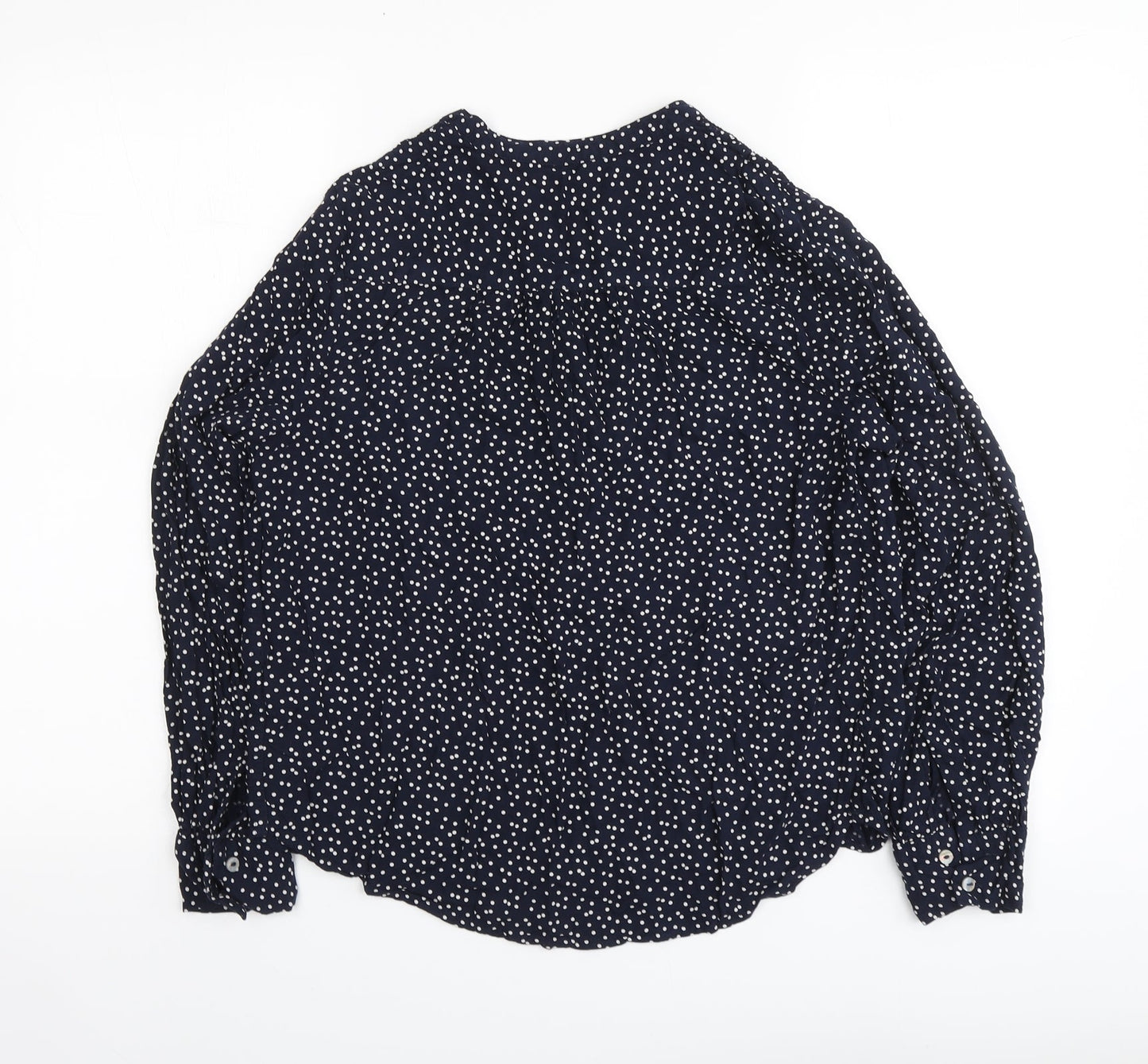 Marks and Spencer Womens Blue Polka Dot Viscose Basic Blouse Size 10 V-Neck