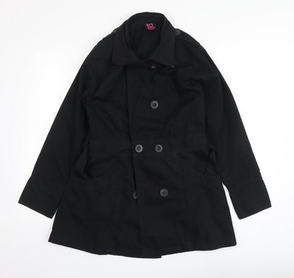 TG Womens Black Pea Coat Coat Size 10 Button