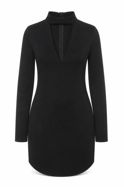 Missguided Womens Black Polyester Bodycon Size 10 V-Neck Zip