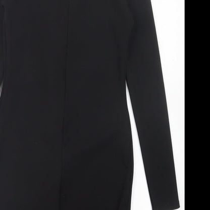 Missguided Womens Black Polyester Bodycon Size 10 V-Neck Zip
