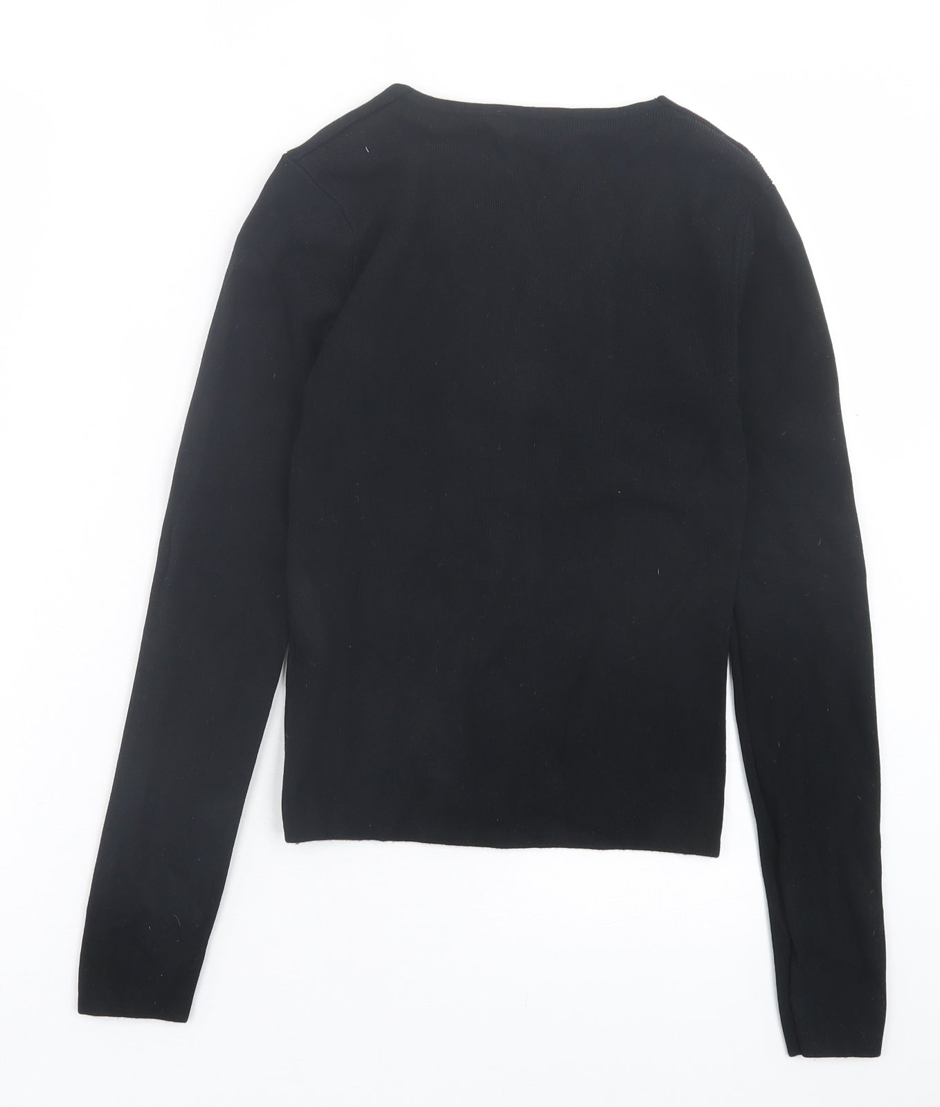 New Look Womens Black V-Neck Viscose Pullover Jumper Size 10 - Crossed Neckline