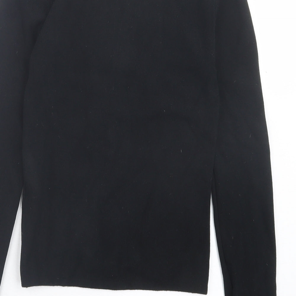 New Look Womens Black V-Neck Viscose Pullover Jumper Size 10 - Crossed Neckline