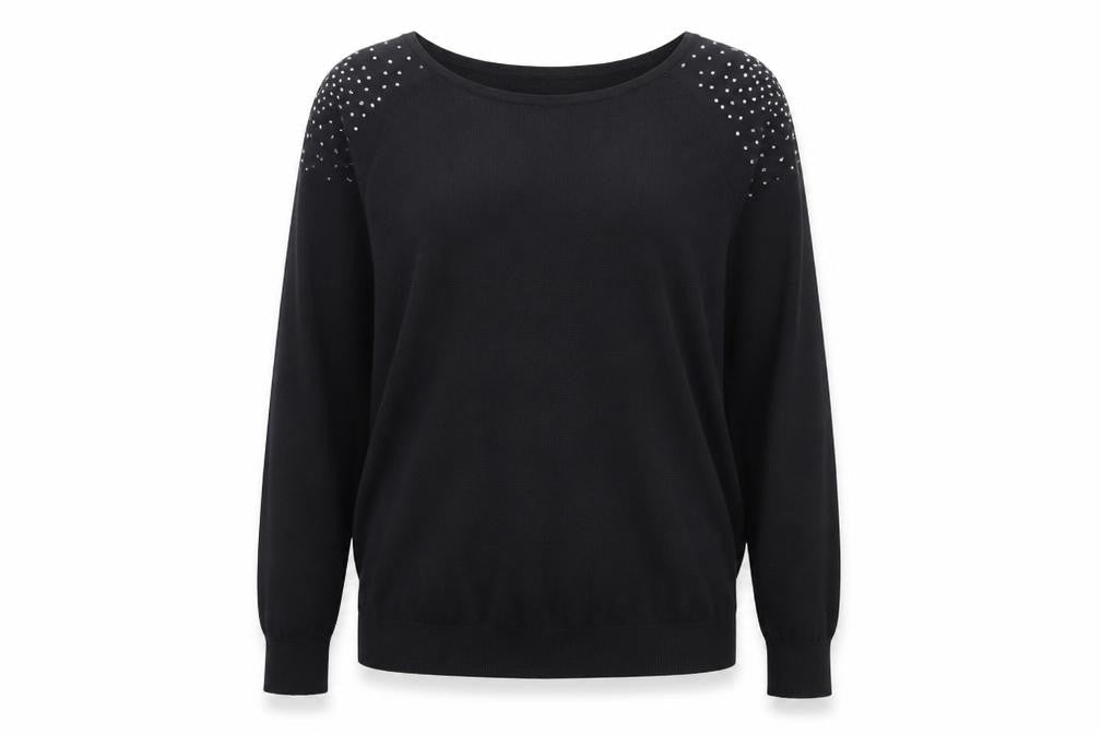 Mango Womens Black V-Neck Polyamide Pullover Jumper Size M