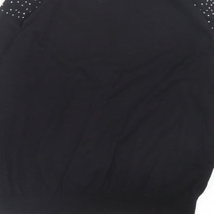 Mango Womens Black V-Neck Polyamide Pullover Jumper Size M