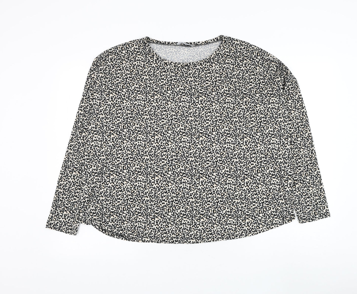 New Look Womens Ivory Round Neck Animal Print Polyester Pullover Jumper Size S - Leopard Print