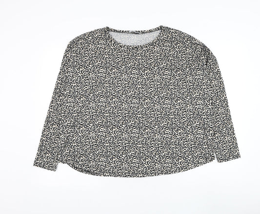 New Look Womens Ivory Round Neck Animal Print Polyester Pullover Jumper Size S - Leopard Print