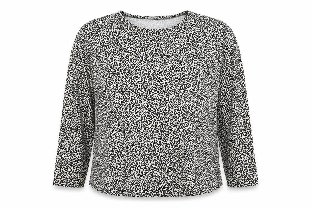 New Look Womens Ivory Round Neck Animal Print Polyester Pullover Jumper Size S - Leopard Print