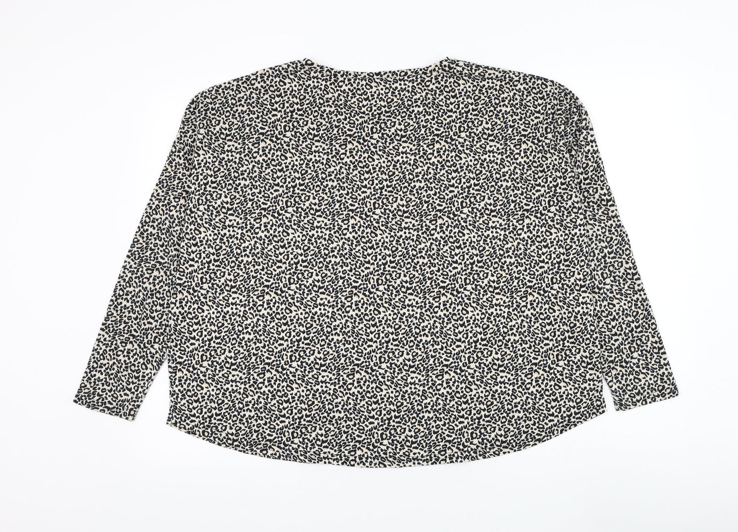New Look Womens Ivory Round Neck Animal Print Polyester Pullover Jumper Size S - Leopard Print