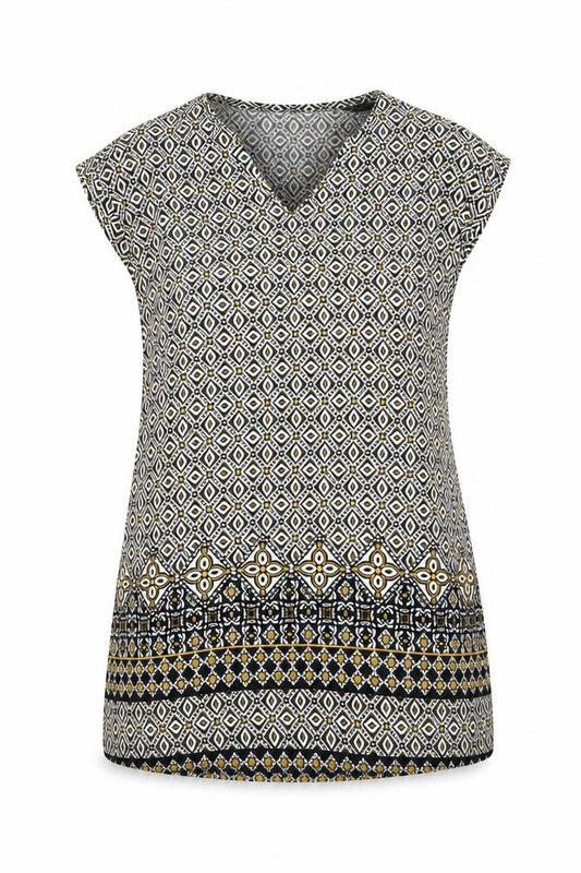 Papaya Womens White Geometric Viscose Shift Size 10 V-Neck Pullover