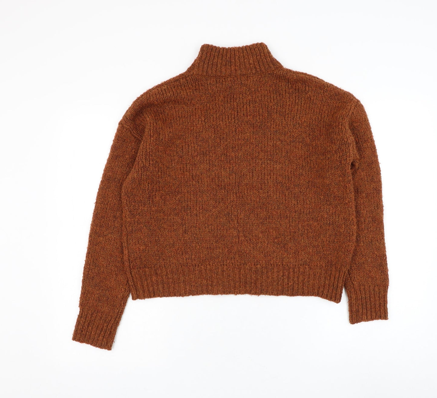 New Look Womens Brown Mock Neck Polyester Pullover Jumper Size 8